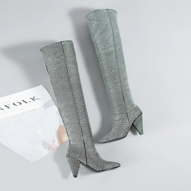 Женские ботинки с острым носком IF IFOND яркие высокие сапоги до бедра женские