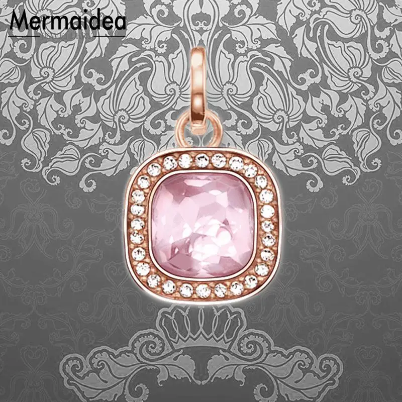 Кулон с квадратными бусинами Karma модное ювелирное изделие розой посеребренный