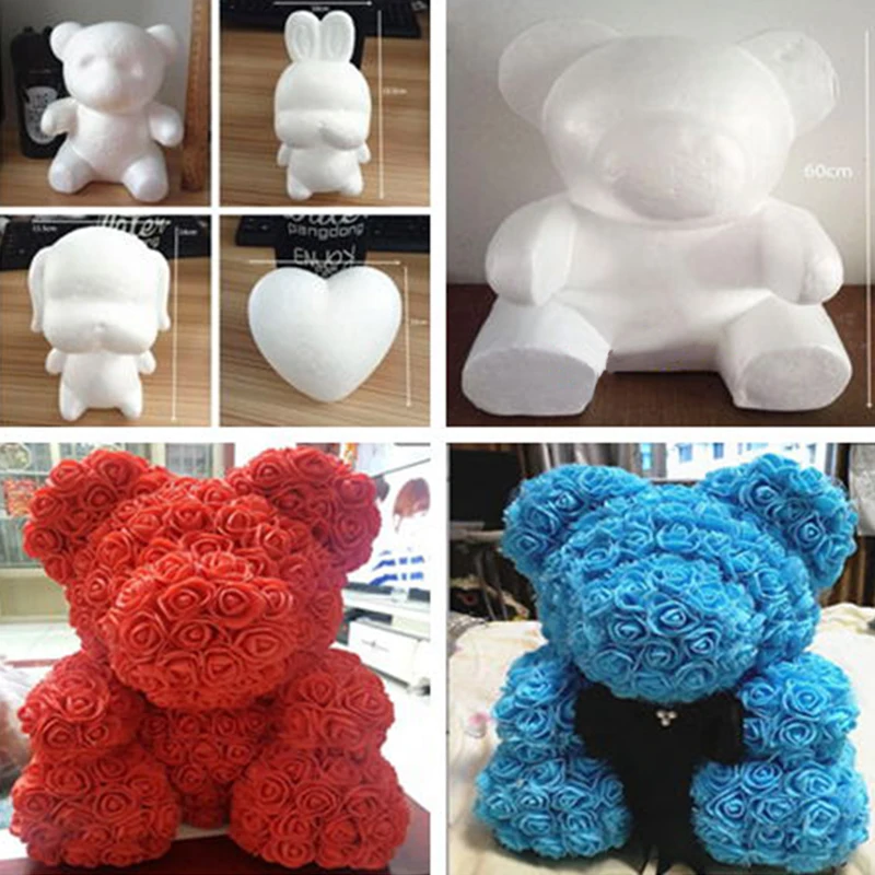 Искусственные цветы пенопластовая форма в виде розового медведя искусственный