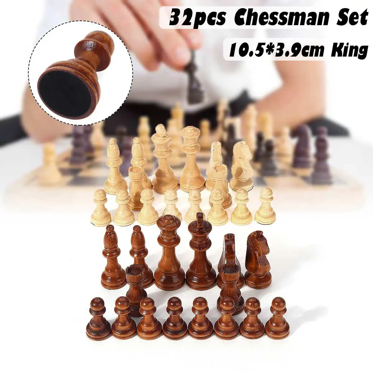 

King Height 105mm 32 Chess Pieces Wooden Complete Chessmen International Word Chess Game Entertainment