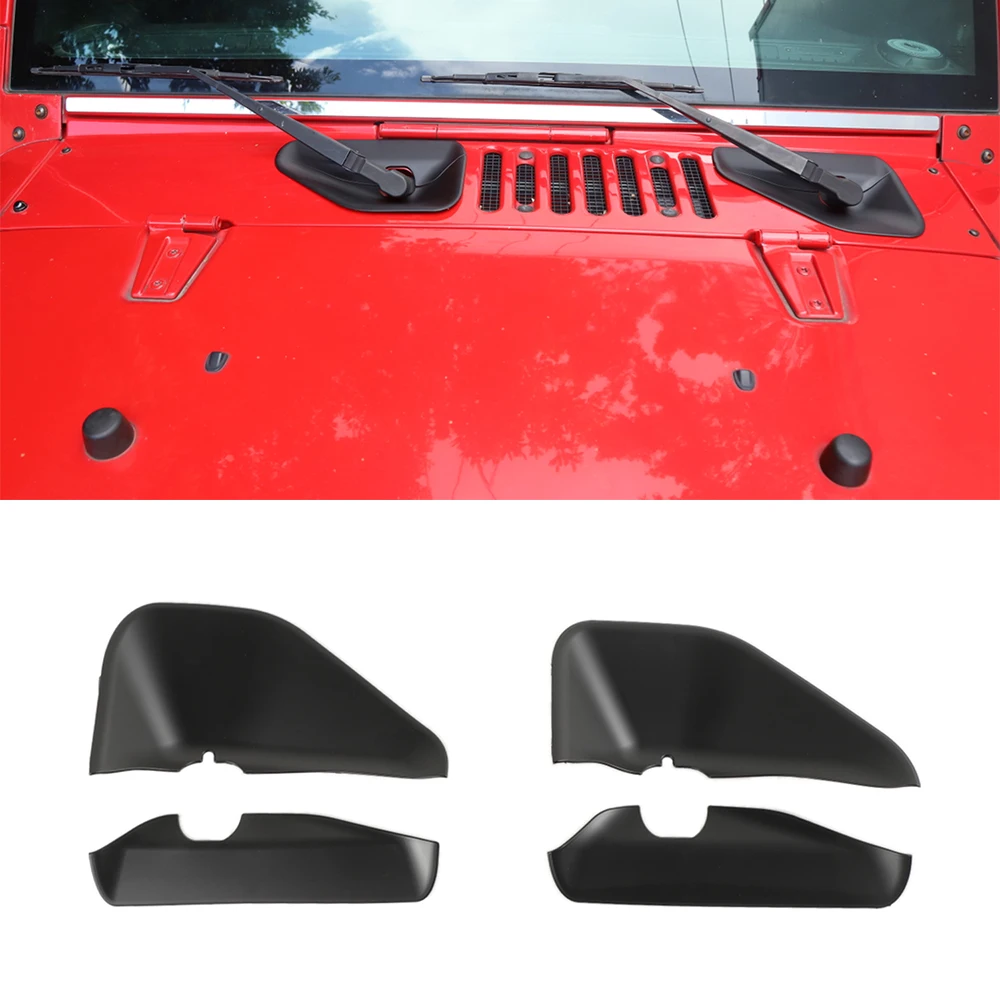 Front Wiper Base Decoration Cover Stickers for Jeep Wrangler JK JKU 2007-2017 Car Exterior Accessories Matte Black Carbon Fiber