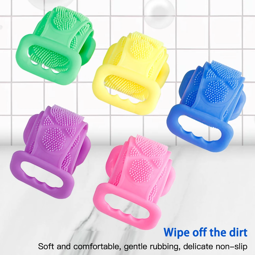 

Bath Shower Silicone Body Brush Bath Belt Exfoliating Back Brush Belt Wash Clean 23.6'' (Blue,Pink,Green,Purple,Yellow)