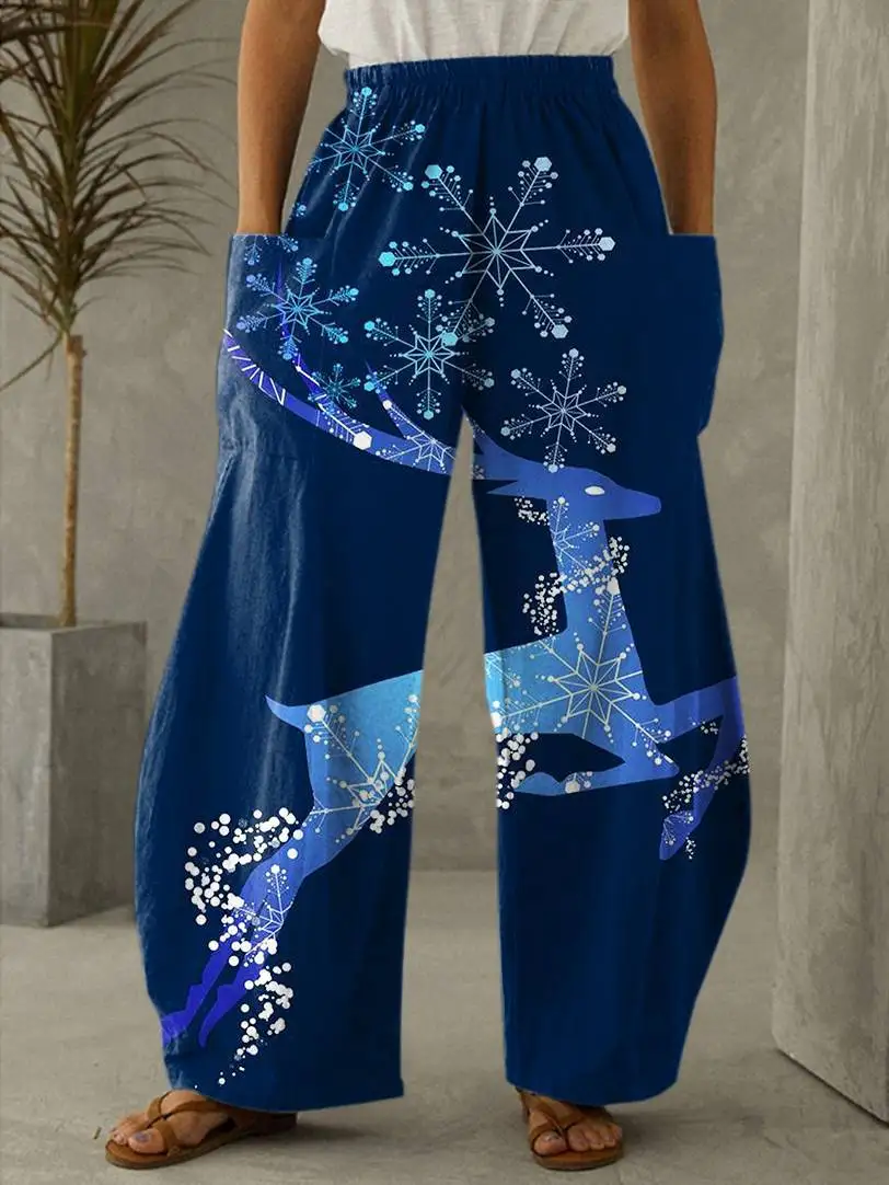 Брюки с широкими штанинами эластичным поясом и высокой талией зимние модные