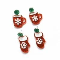 creative christmas earrings for women simple santa claus gift snowflake gloves cup earring holiday gift earrings fashion jewelry