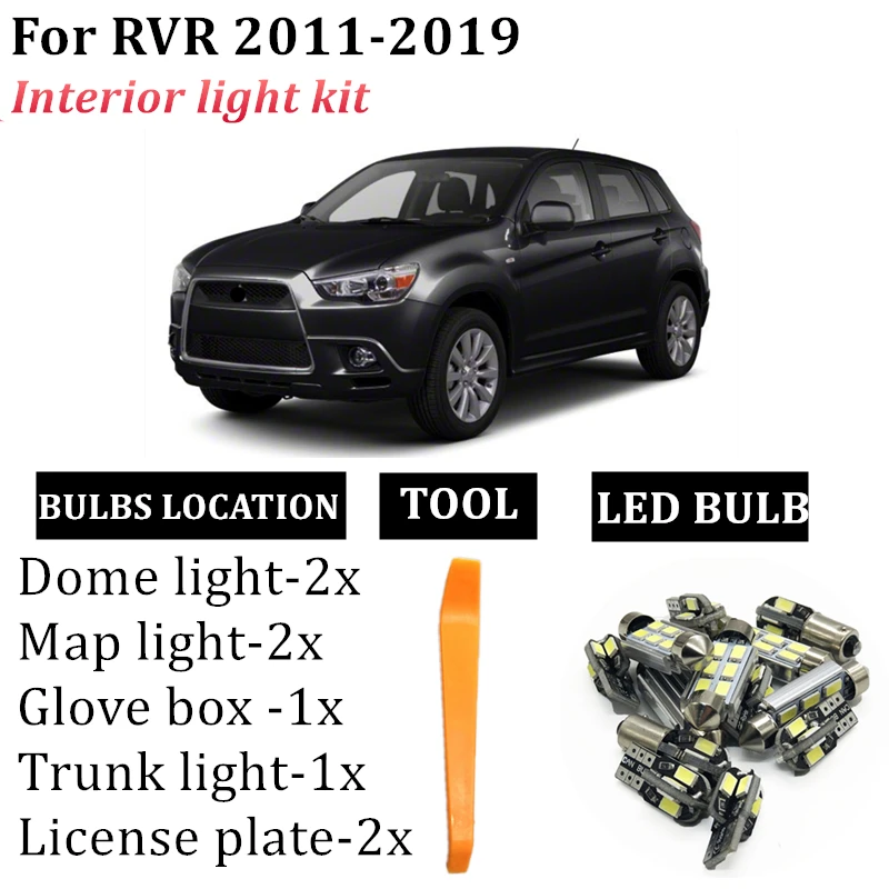 

8x Canbus Error Free LED Interior Light Kit for 2011-2020 Mitsubishi RVR car accessories Map Dome Trunk T10 festoon LED Light