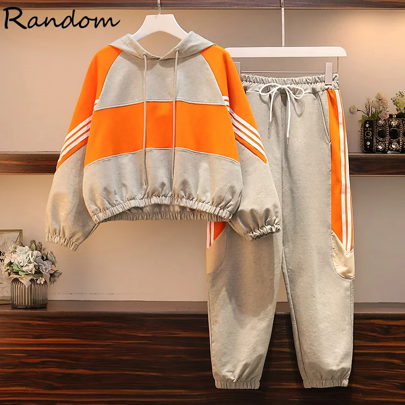 Осень 2020 женский спортивный костюм оверсайз из двух предметов толстовка с