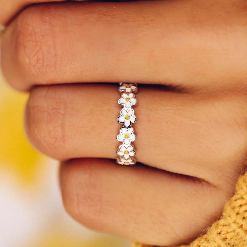 Кольцо женское в Корейском стиле с цветком маргаритки регулируемое кольца для
