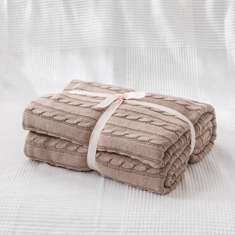 Однотонное быстрое покрывало для кровати мягкое постельное белье вязаное одеяло