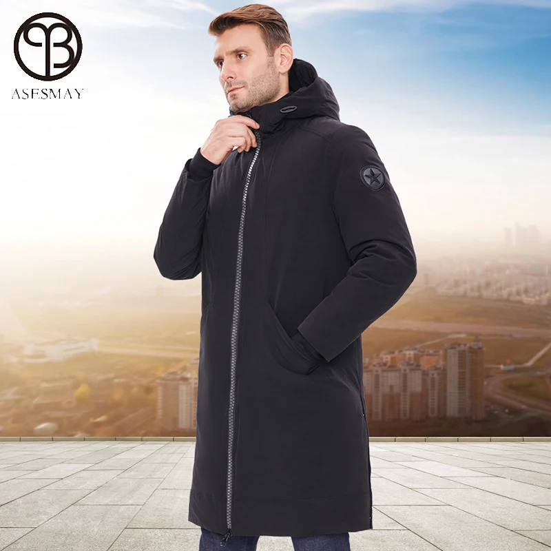 Мужская длинная куртка Asesmay с капюшоном зимнее пальто из гусиного пуха wellensteyn