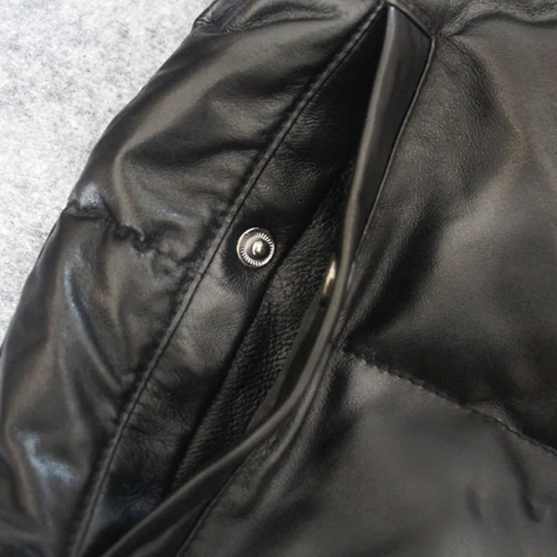 Заводское Мужское пальто из овечьей кожи короткое с воротником-стойкой зимнее