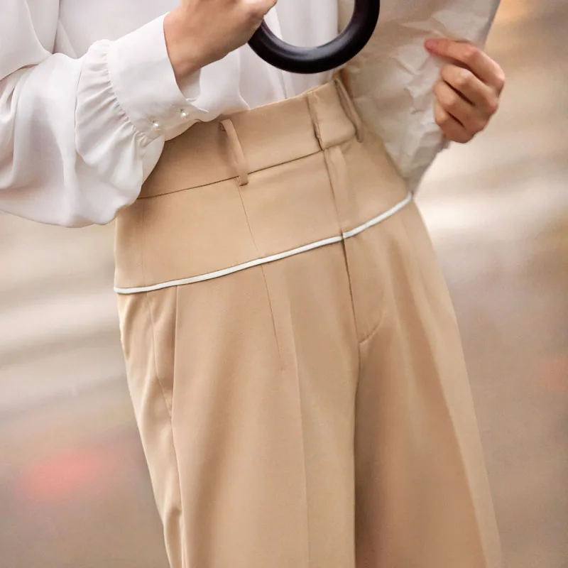 Amii весенние женские модные брюки офисные повседневные однотонные прямые до