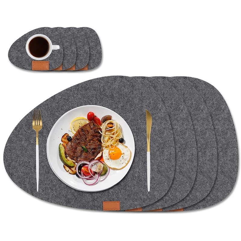 

4Pcs Felt Placemat Washable Coaster Anti-Slip Dining Table Heat Insulated Pad Mat Coaster