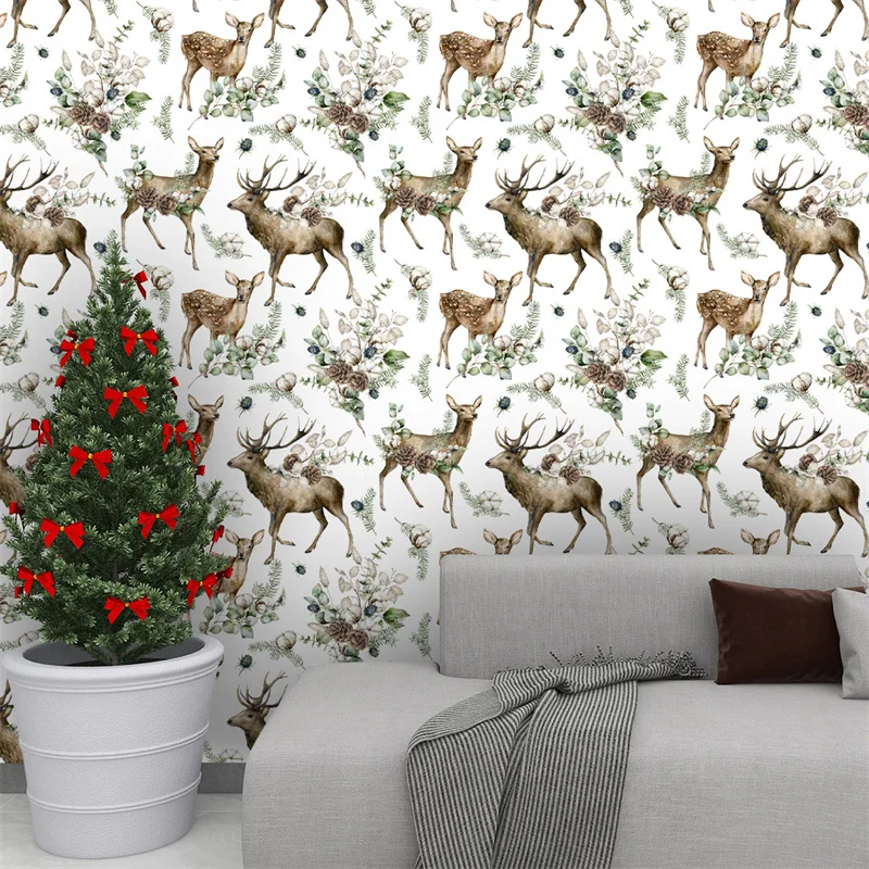 Самоклеящиеся обои с рождественским оленем украшение на Рождество съемные