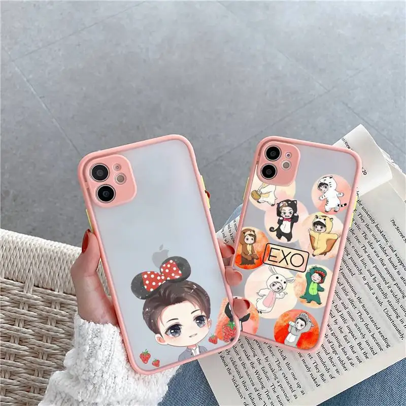 

super junior kpop Phone Case For iPhone 12 11 Mini Pro XR XS Max 7 8 Plus X Matte transparent Pink Back Cover