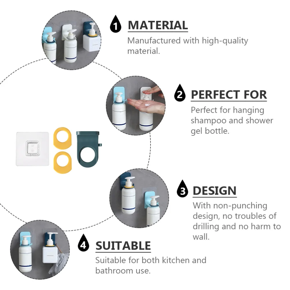 

3Pcs Shower Bottle Racks Wall-mounted Shampoo Holder Traceless Storage Tool