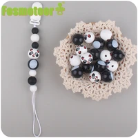 fosmeteor new baby products 20mm cartoon animal pattern wooden beads creative diy pacifier chain bracelet teether accessories