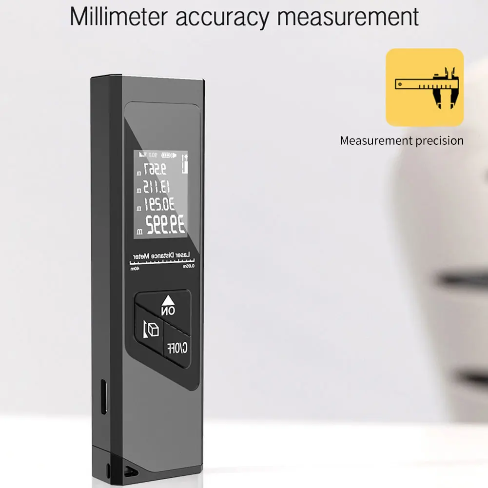 

40M Smart Digital Laser Distance Meter Range Portable USB Charging Rangefinder Handheld Distance Measuring Meter LCD Backlit