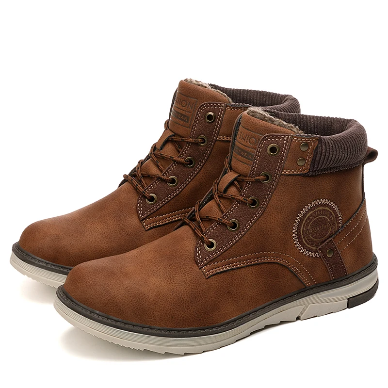 Мужские теплые ботинки повседневные водонепроницаемые кроссовки рабочая обувь