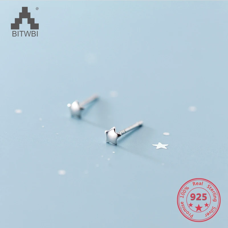 Стерлинговое Серебро 925 пробы для Wemen Star серьги-гвоздики блестящие простые геометрические треугольные маленькие серьги ювелирные изделия п...