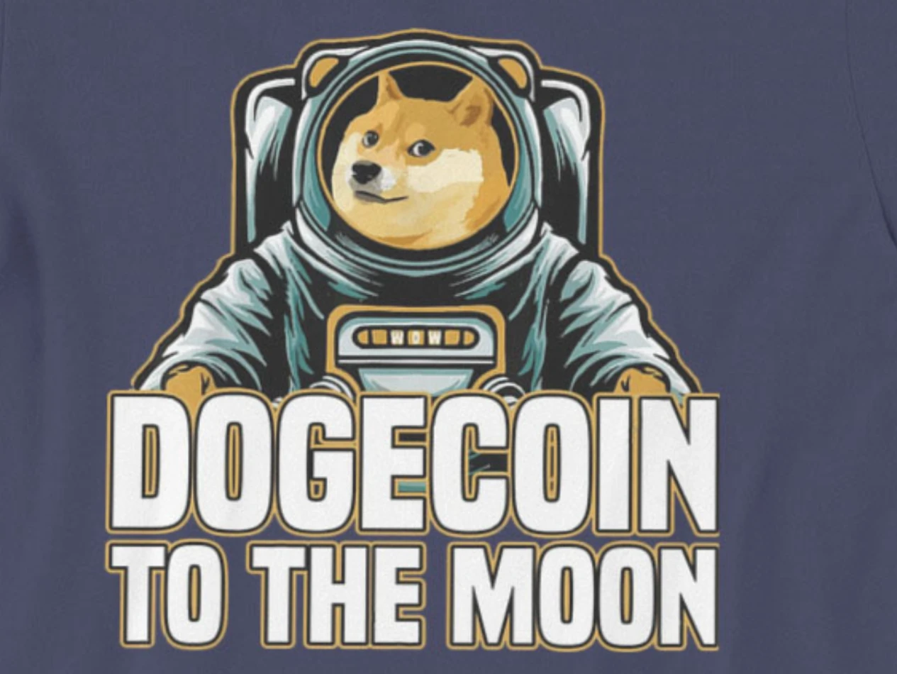 

Summer new Bitcoin Cryptocurrency Art Dogecoin to the moon classic oversized men's T-shirt Harajuku Punk loose O-neck Top