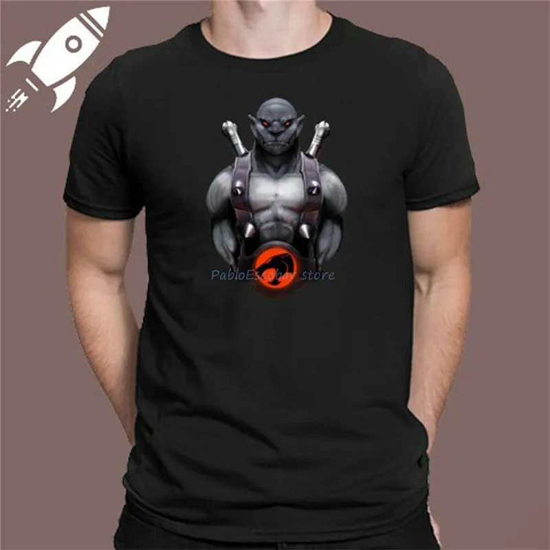 Thundercats Panthro/Черная Мужская футболка с рисунком из мультфильма Старая школа