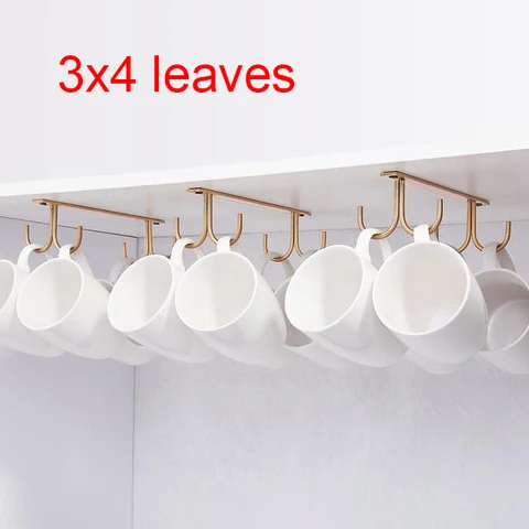 D2 подставка для кружек под шкаф-держатель для кофейной чашки 12 крючков под полкой, дисплей искусственный крючок для сушки для бара, кухни, золото - изображение