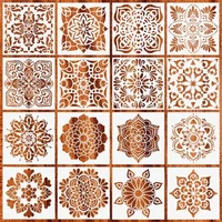 16pcsset mandala stencils diy drawing template painting scrapbooking paper card embossing album decorative craft