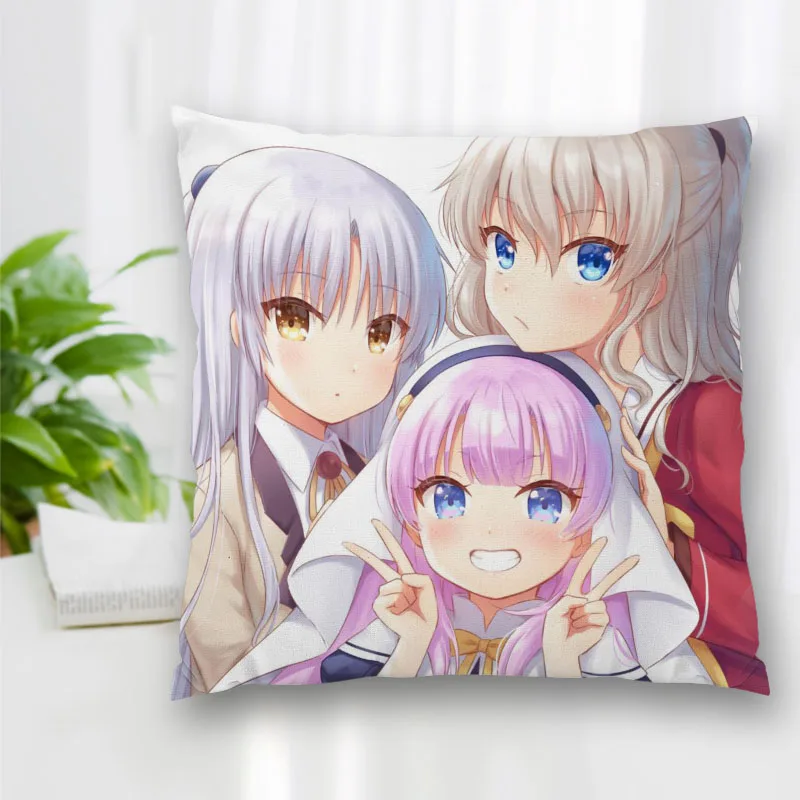 

High Quality Custom Angel Beats! Anime Square Pillowcase Zippered Bedroom Home Pillow Cover Case 20X20cm 35X35cm 40x40cm