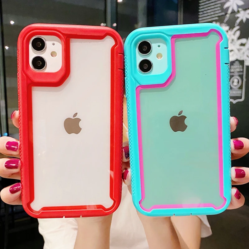 Противоударный чехол бампер для телефона iPhone 12 Pro Max 11 Mini XR XS X 7 8 Plus 11Pro жесткий