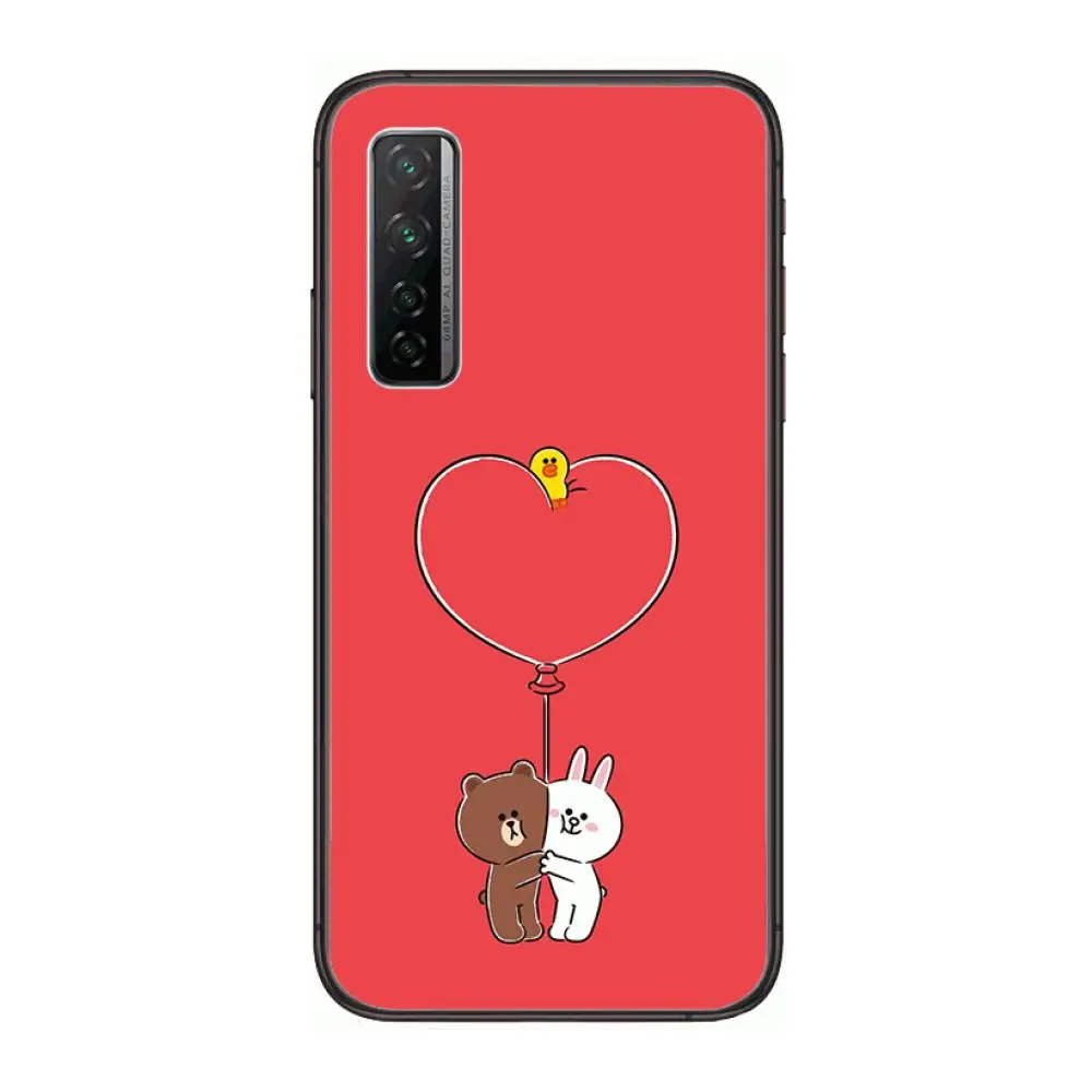 

Cute Cartoon Bunny Rabbit and Brown bear Phone Case For Huawei Nova 2 3 4 5 6 7 8 SE i E Pro Lite Black Etui Coque Painting Hoe