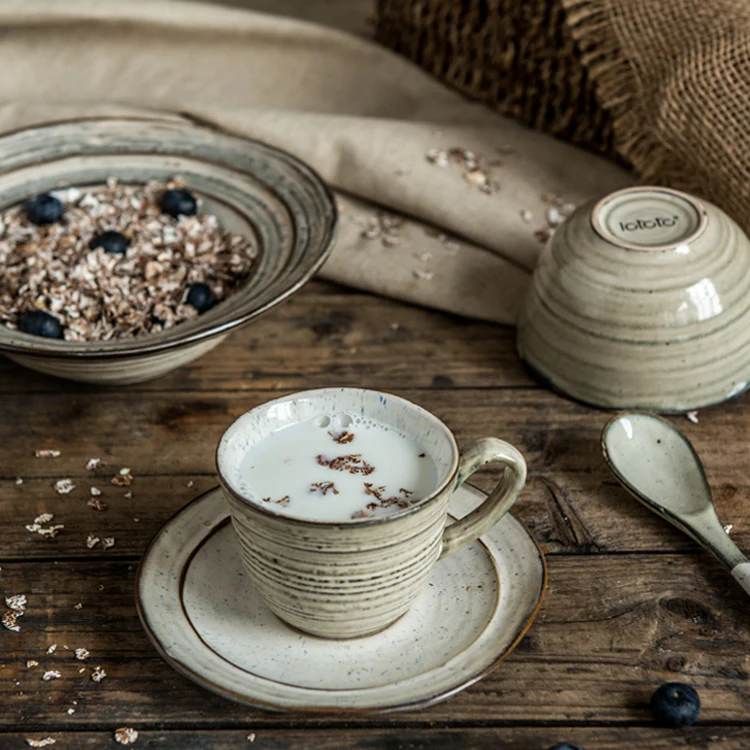 

Simple Japanese Turkish Coffee Set Vintage Ceramic European Creative Espresso Cups Bowl and Dish Tazas De Cafe Tableware B5D
