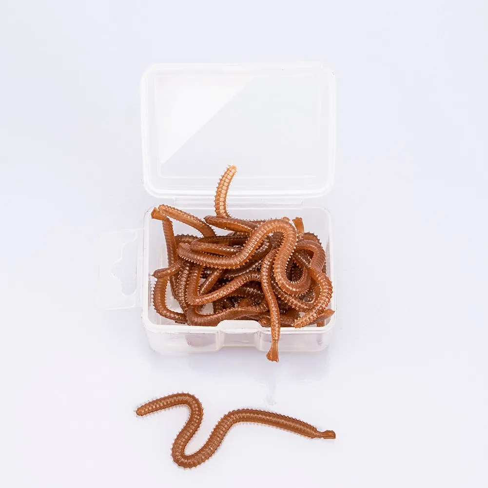 1 коробка мягкая искусственная рыболовная пластиковая приманка в виде дождевого