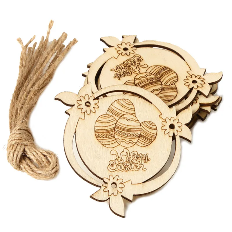 10 шт./лот Деревянные Подвески в виде пасхальных яиц DIY счастливые пасхальные