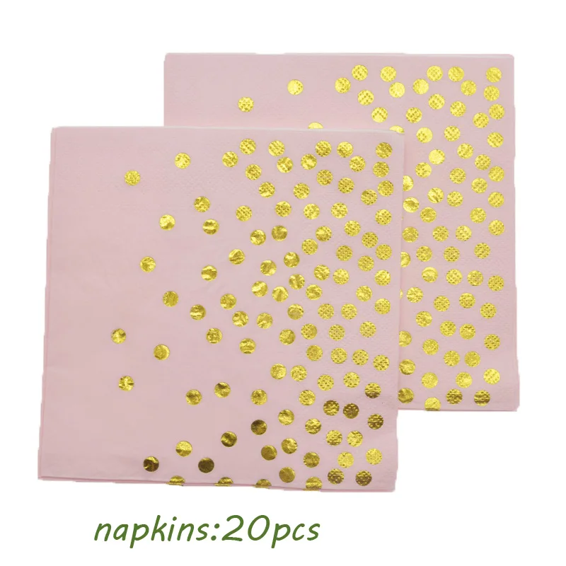 20pcs napkins17 Черные бумажные золотистые тарелки, украшения для дня рождения, детские бумажные соломинки, свадебные украшения, подарок подружки невесты, одноразовая посуда из фольги - Цвет: 20pcs napkins17
