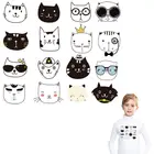 Термонаклейка на футболку с изображением милого кота, моющиеся термонаклейки сделай сам для одежды, забавные нашивки с изображением животных на одежду, украшение с аппликацией