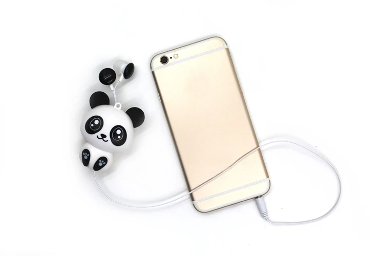 3.5 mm Wired Retractable In-Ear Headset Cartoon Panda Earpiece Clip MP3 Headphone For iphone 6 6s 7s Samsung Xiaomi | Электроника