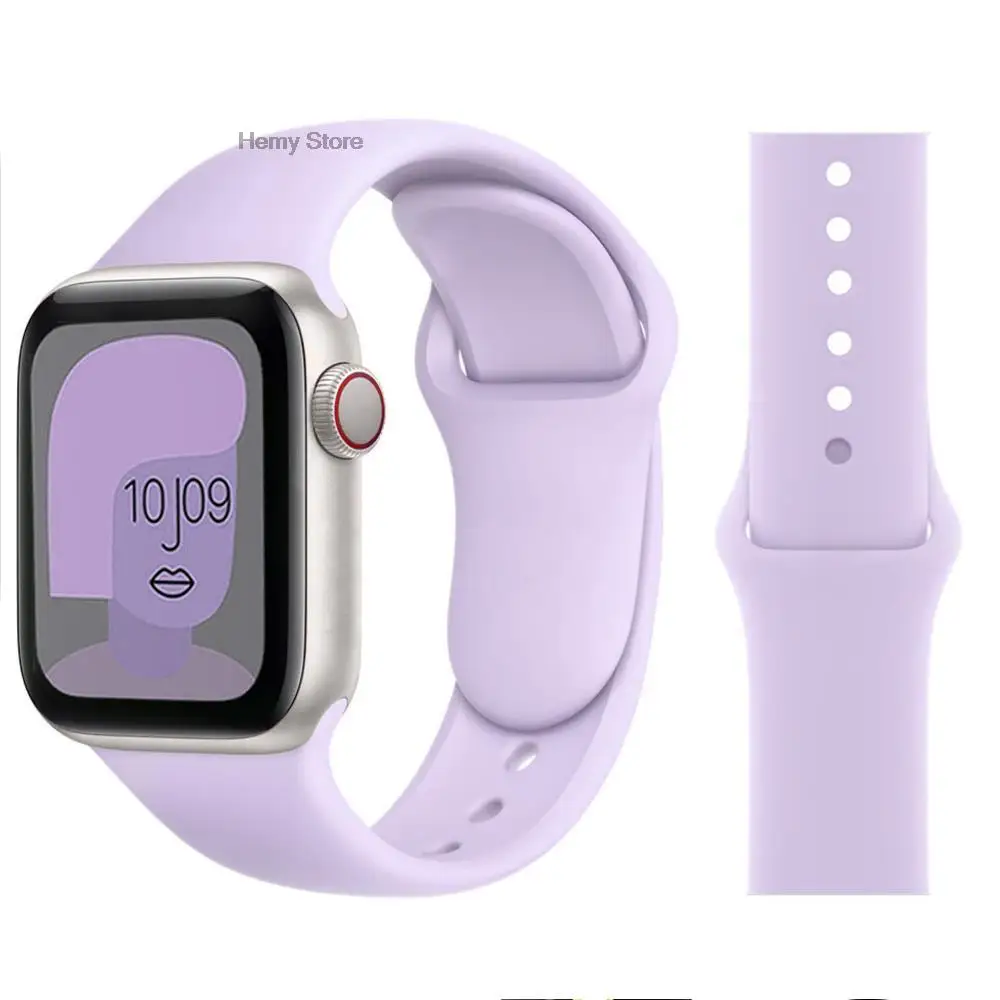 

Silicone Strap For Apple Watch band 7 6 44mm 45mm 40mm 41mm Smart rubber watchband bracelet iWatch band for Series 7 6 SE 5