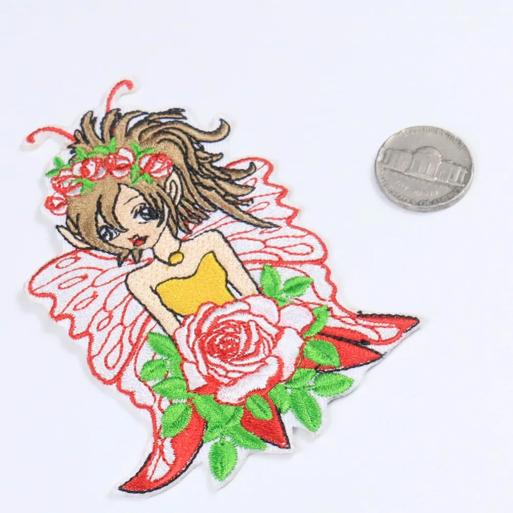1 предмет Цветочная феи роза мультяшная тема вышивка нашивка железная аппликация