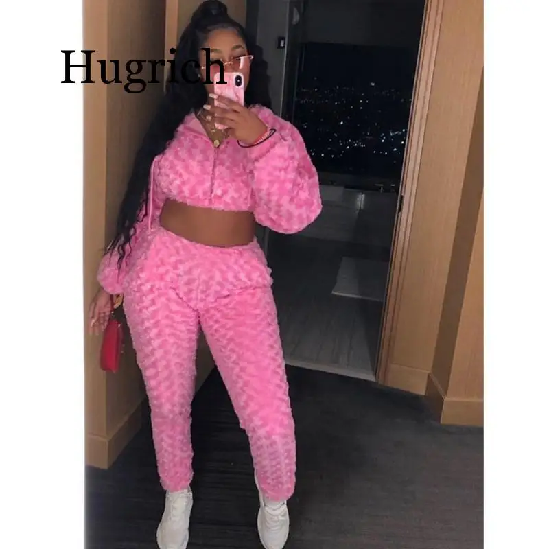 Пушистый Розовый пикантный комплект из 3 предметов женская одежда 2020 уличная