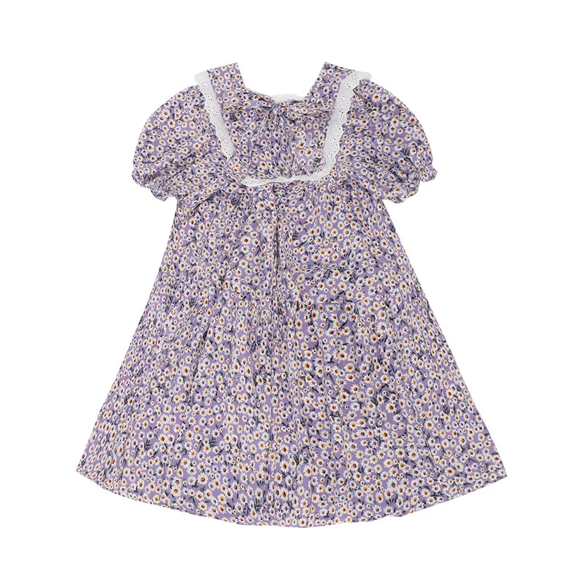 

Summer Girls Dresses Girls Short Sleeve Floral Print Dress Kids Elegant Princess Dress Children Party Ball Pageant Dress Outfit