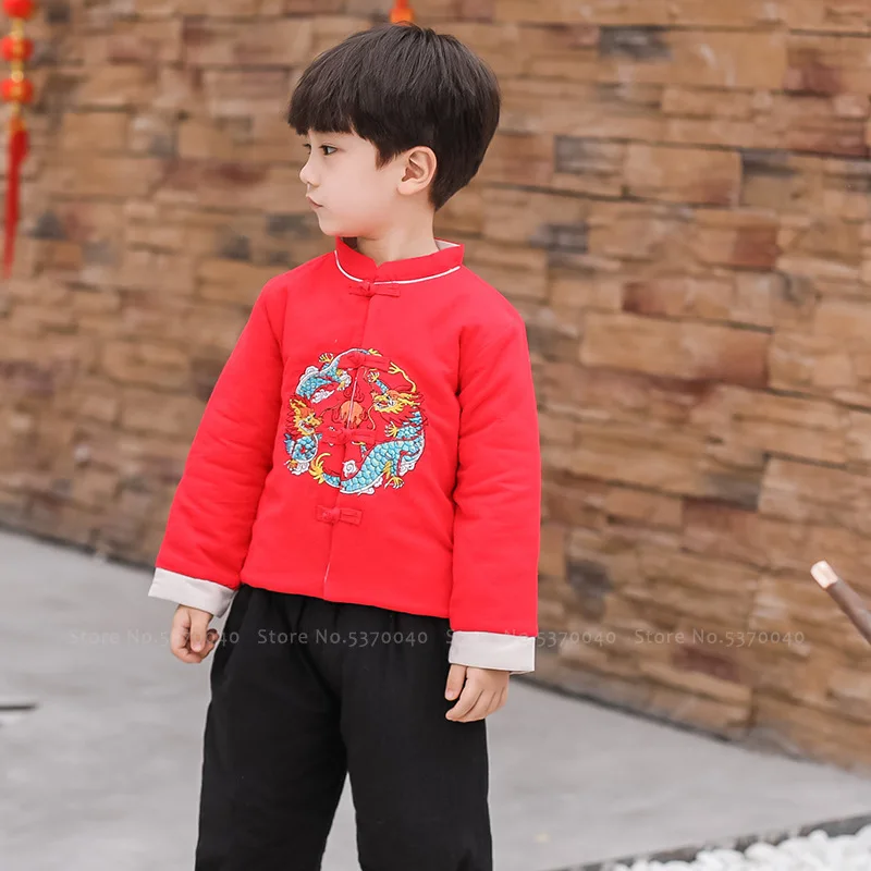 Китайский традиционный ханьфу костюм набор Тай Чи Кунг фу Униформа для мальчиков