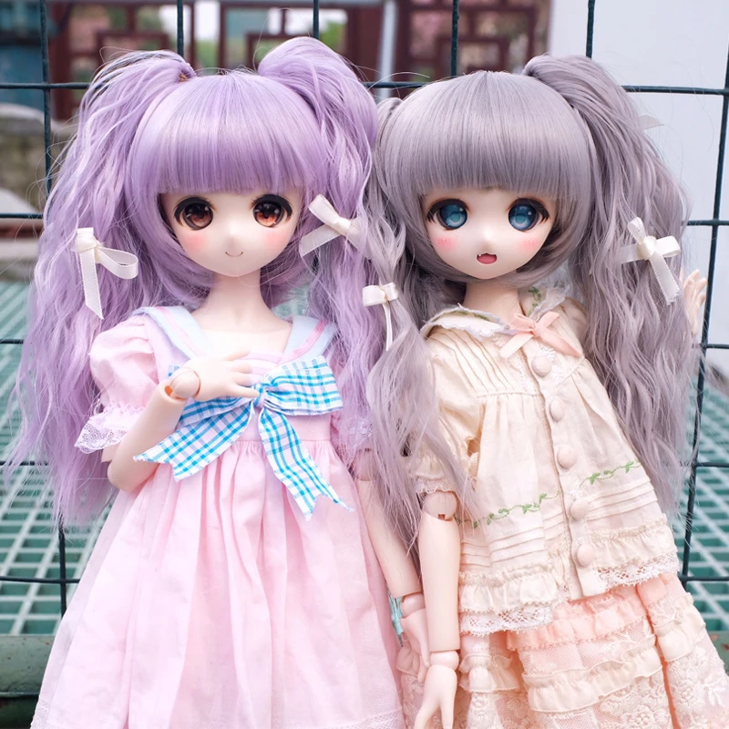 Бесплатная доставка 3 очки парик BJD с бантом лапша тигровый рот двойной хвост DD/MDD