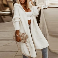 womens long white chic sweat capuche femme letter printing cardigan winter sweater fashion manteau coat loose causal outwears