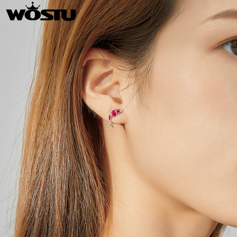 WOSTU 2019 Real Small 925 Sterling Silver Earrings Stud For Women Lightning Animal Charm Earring 7 Day arrival From Poland | Украшения и