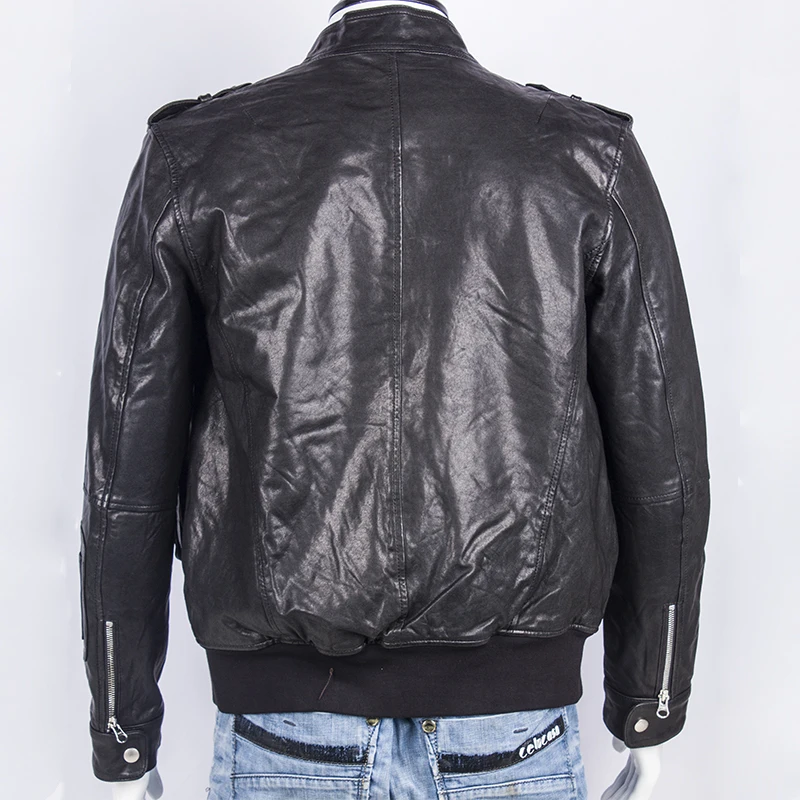 

2020 Green Men Four Pockets Casual Jacket Plus Size XXXL Genuine Thin Sheepskin Russian Spring Natural Leather Coat