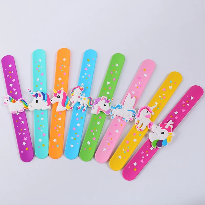 

1PCS Unicorn Slap Snap Wrap Wristband Band Bracelet Hand Ring Kids Boy Vogue Silicone Wristband Kids Toys Birthday Party Favors