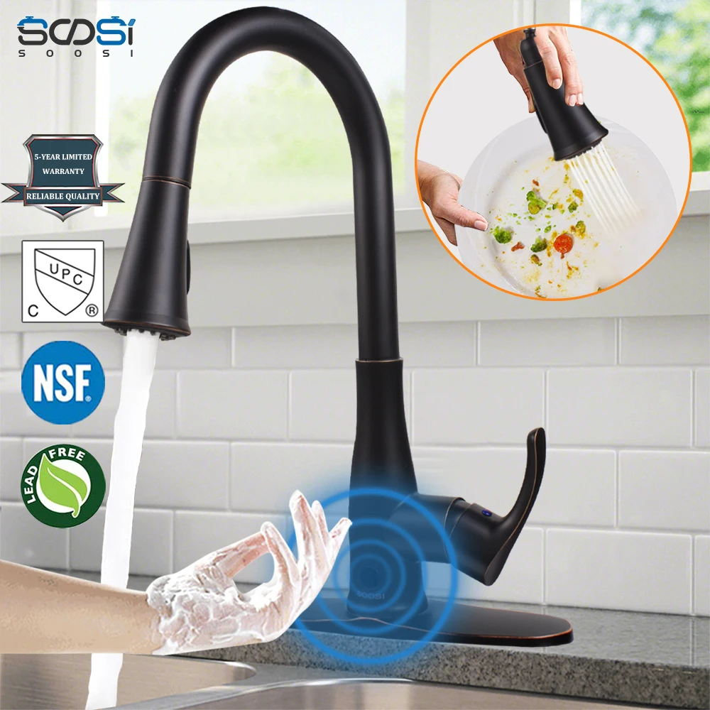 

Sensor Blacked Kitchen Faucet Pullout Side Sprayer Dual Model Single Handle Mixer Tap Sink Faucet 360 Rotation Kitchen Faucets