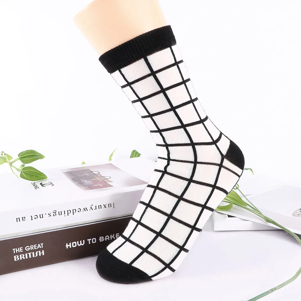 Модные стильные хлопковые носки для женщин и мужчин Полосатые Носки с рисунком