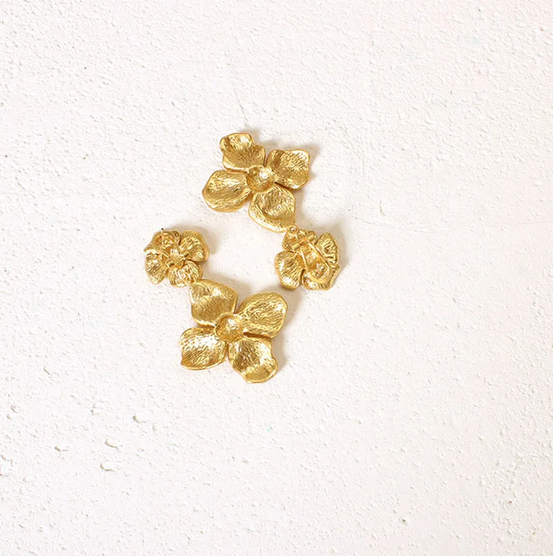 

Women exaggerate design floral style earrings drop with 925 silver pin