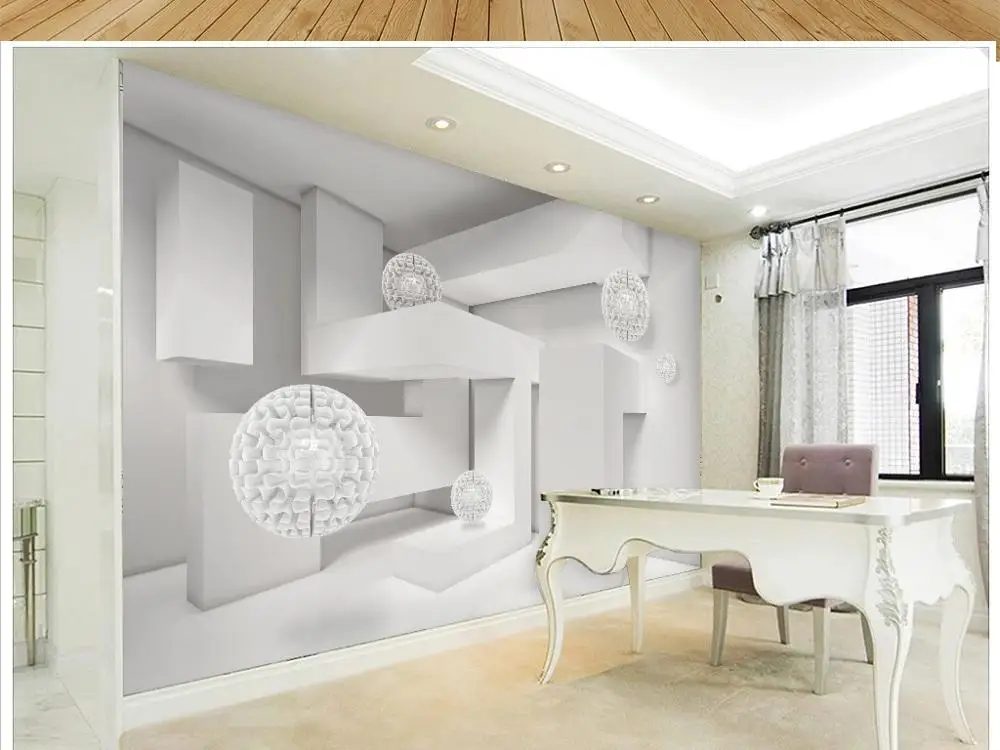 

New Custom 3D Large Mural Wallpaper Geometric sphere modern architectural space children's room TV Background living Bedroom